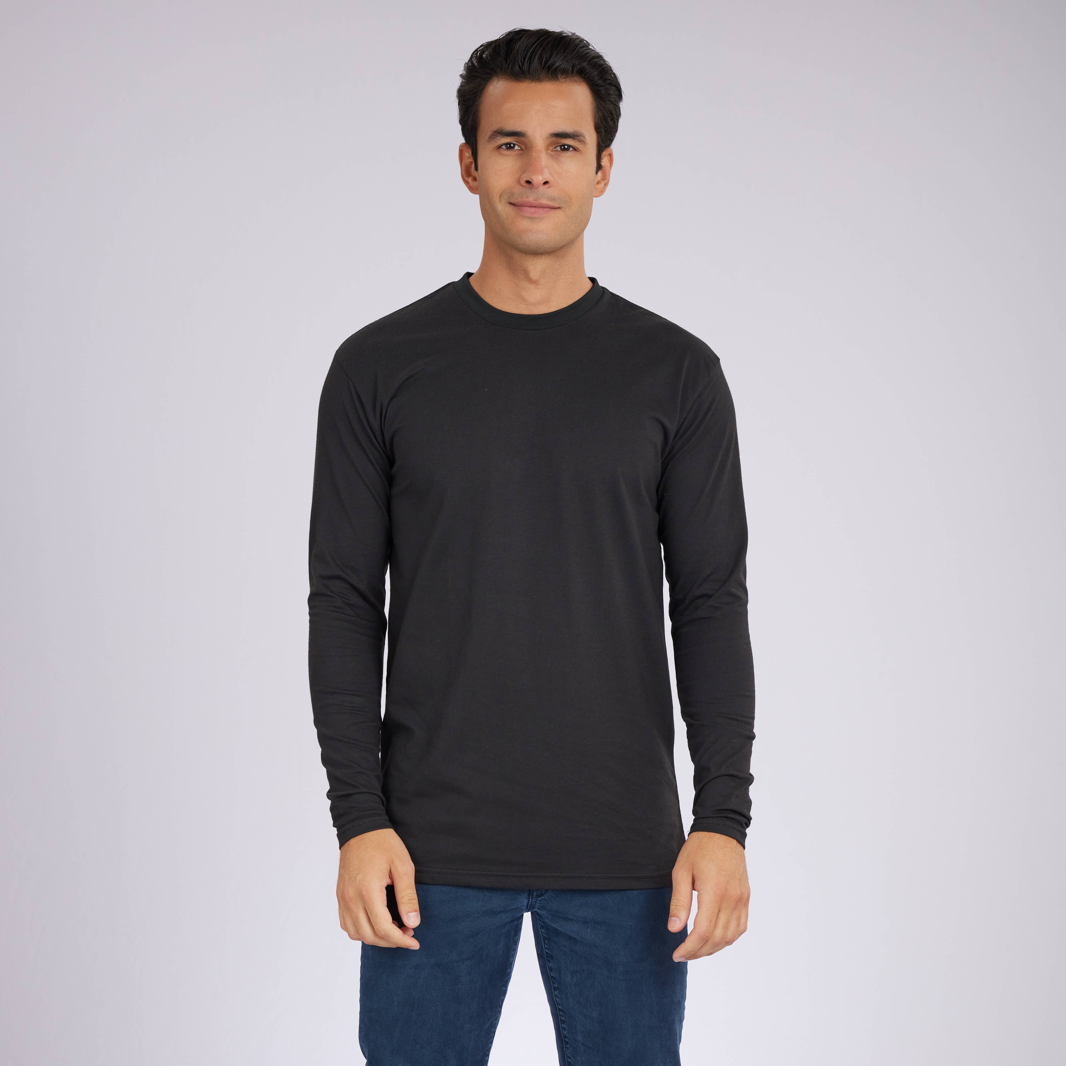 Black Signature Long Sleeves Crew Neck Tees 6-Pack