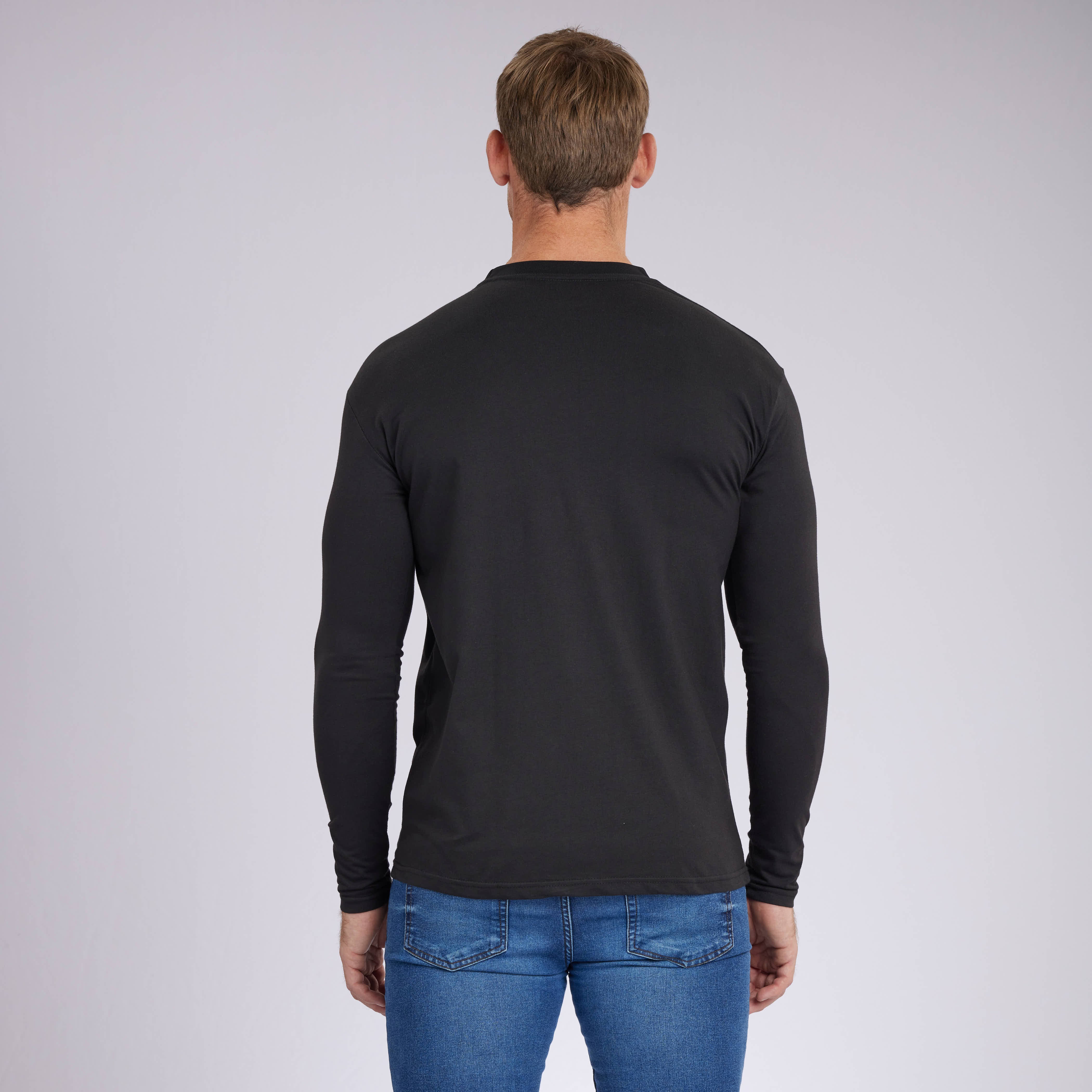 Black Signature Long Sleeves Crew Neck Tees 6-Pack