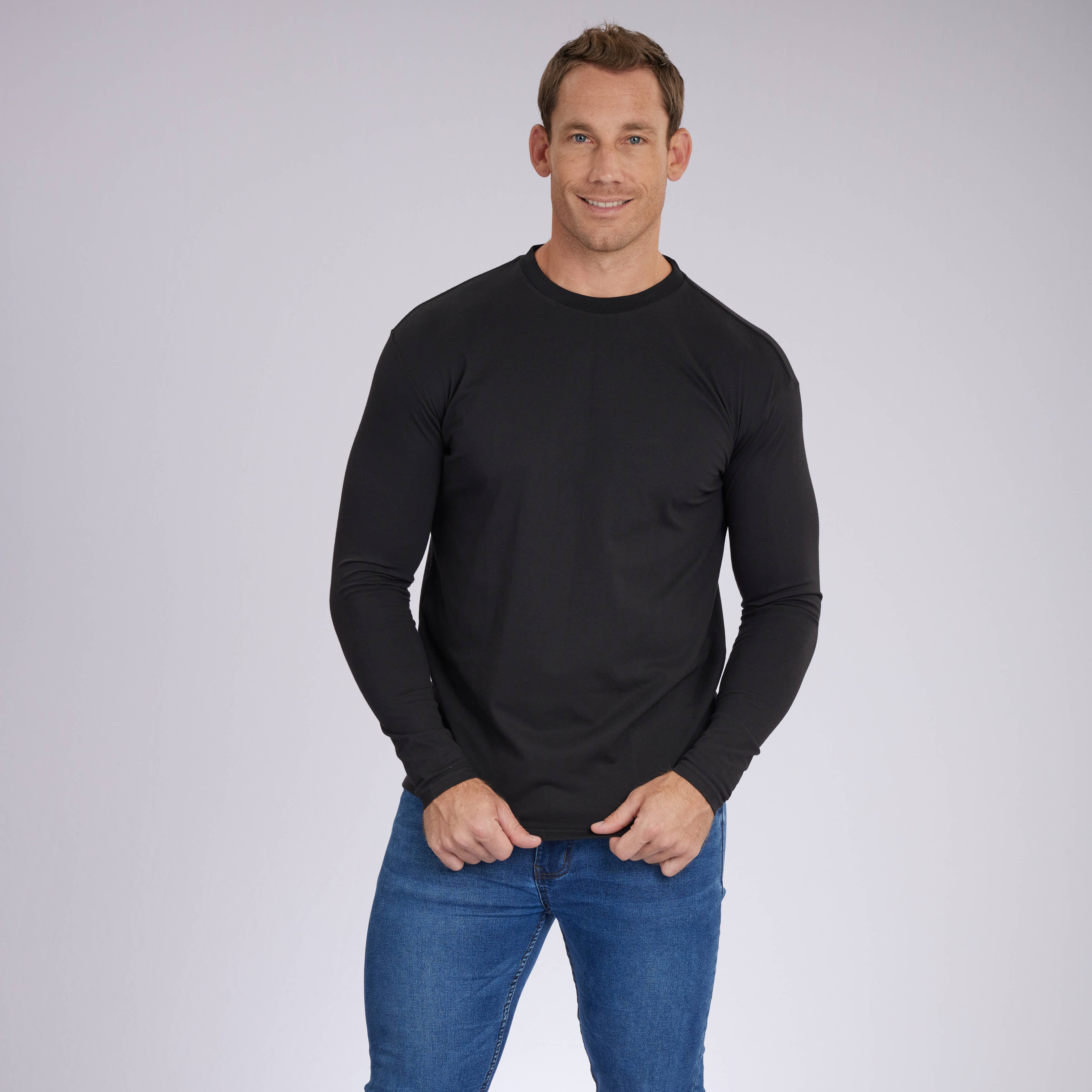 Black Signature Long Sleeves Crew Neck Tees 6-Pack