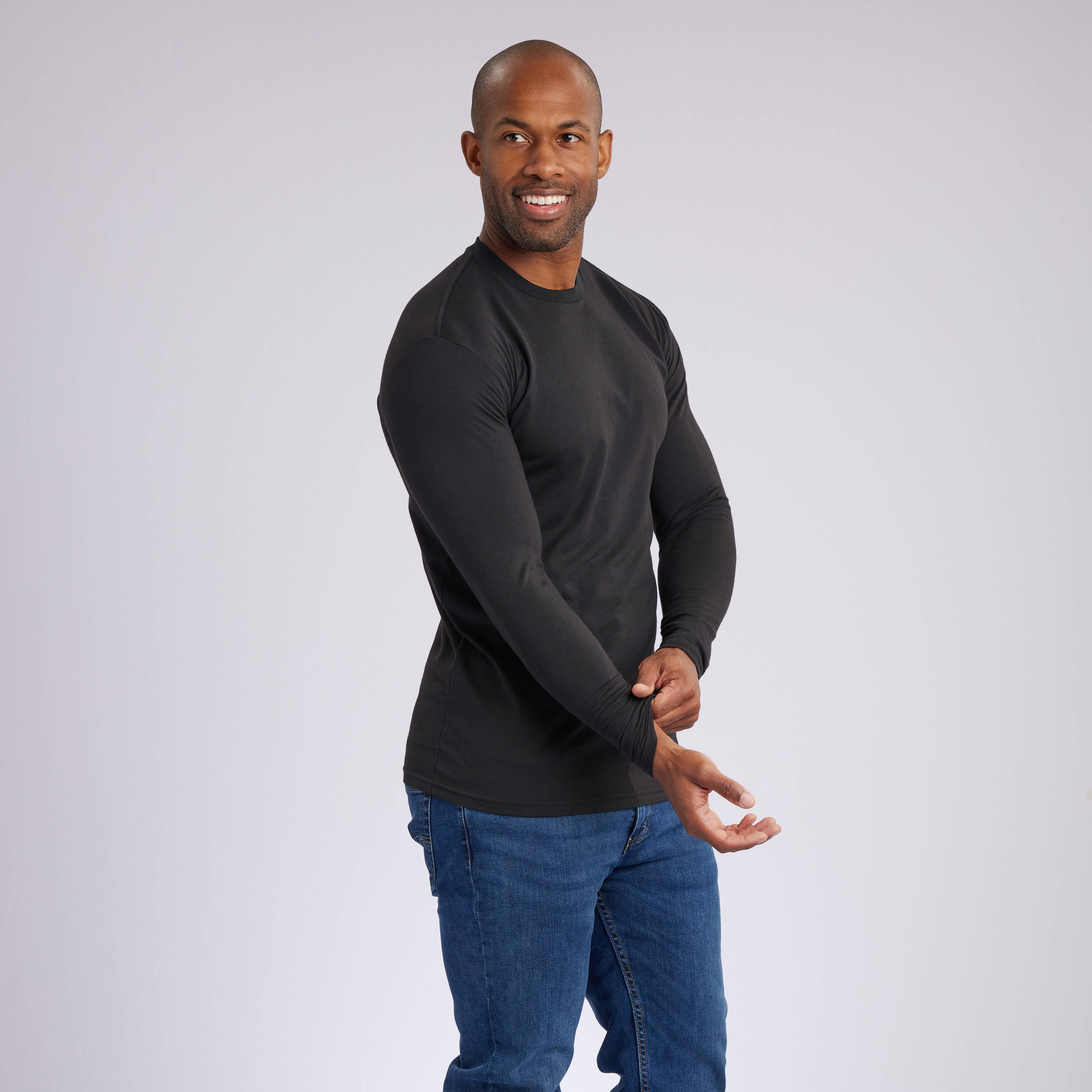 Black Signature Long Sleeves Crew Neck Tees 6-Pack