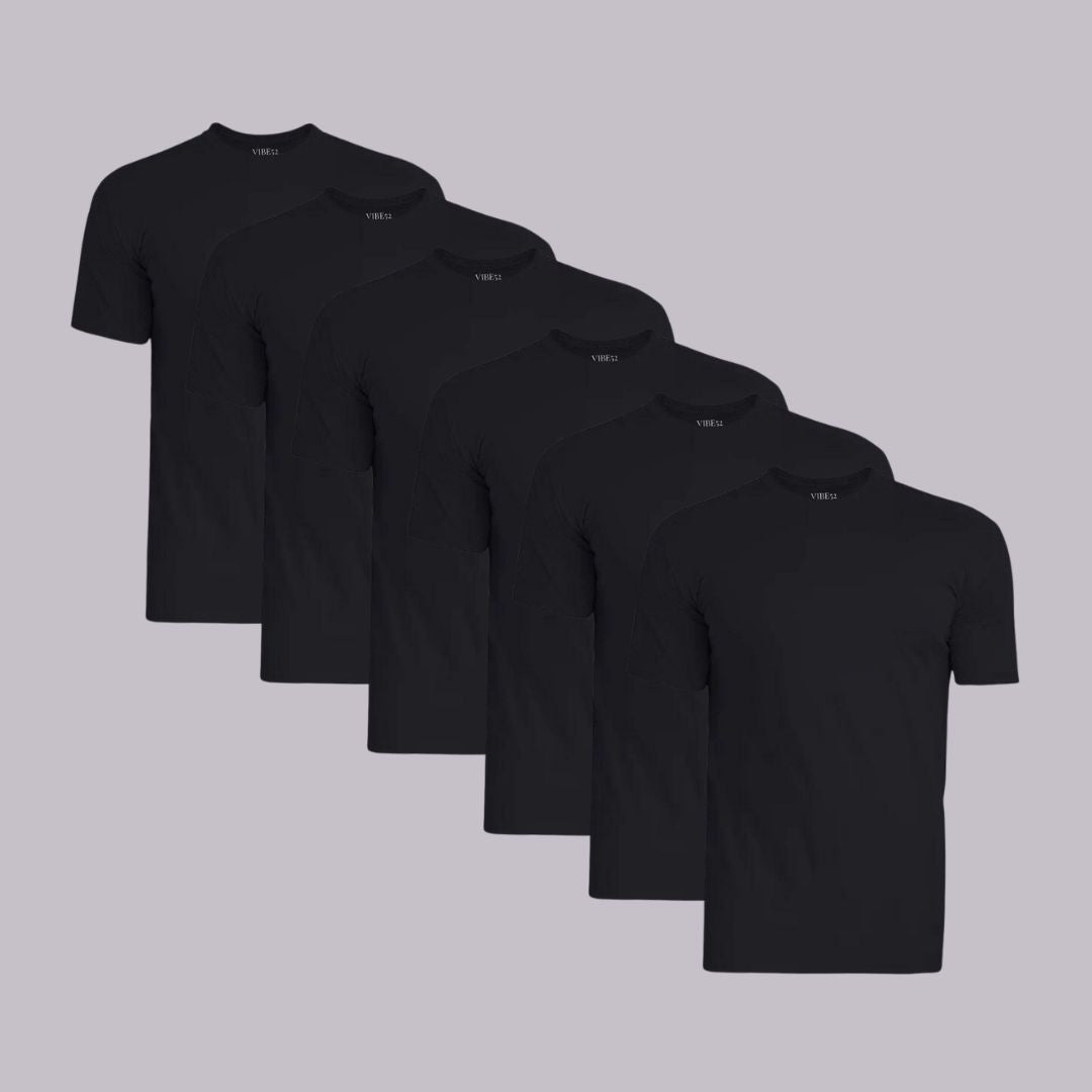 Black Signature Crew Neck Tees 6-Pack