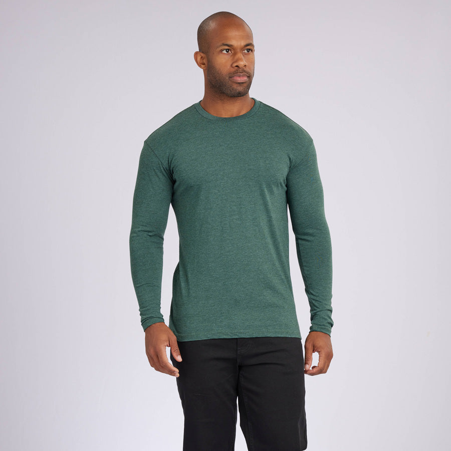 Heather Olive Signature Long Sleeves Crew Neck Tee