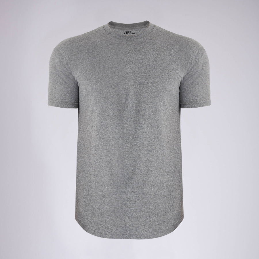Heather Grey Signature Curve Hem Crew Neck Tee