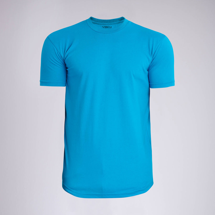 Ocean Blue Signature Curve Hem Crew Neck Tee