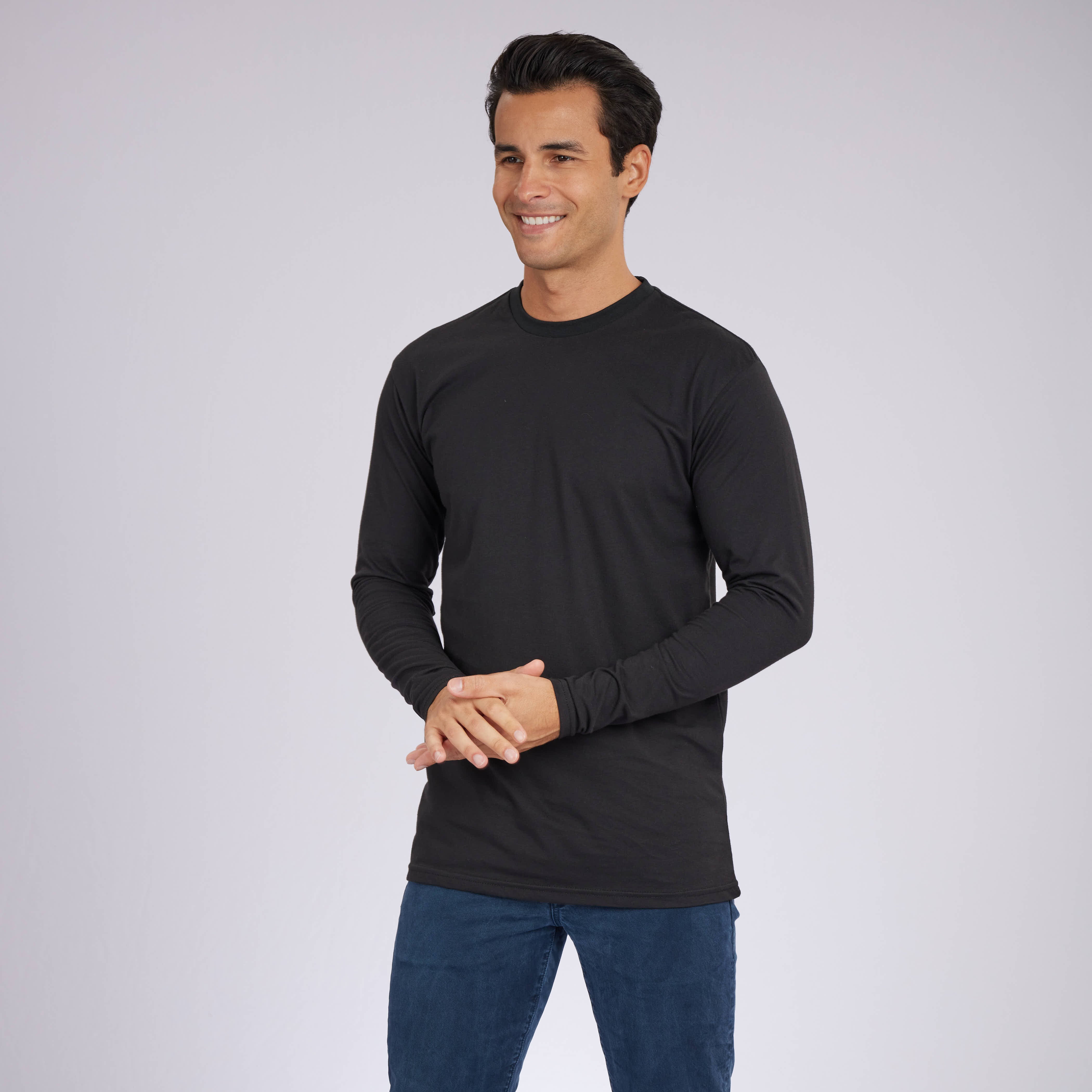 Black Signature Long Sleeves Crew Neck Tees 6-Pack