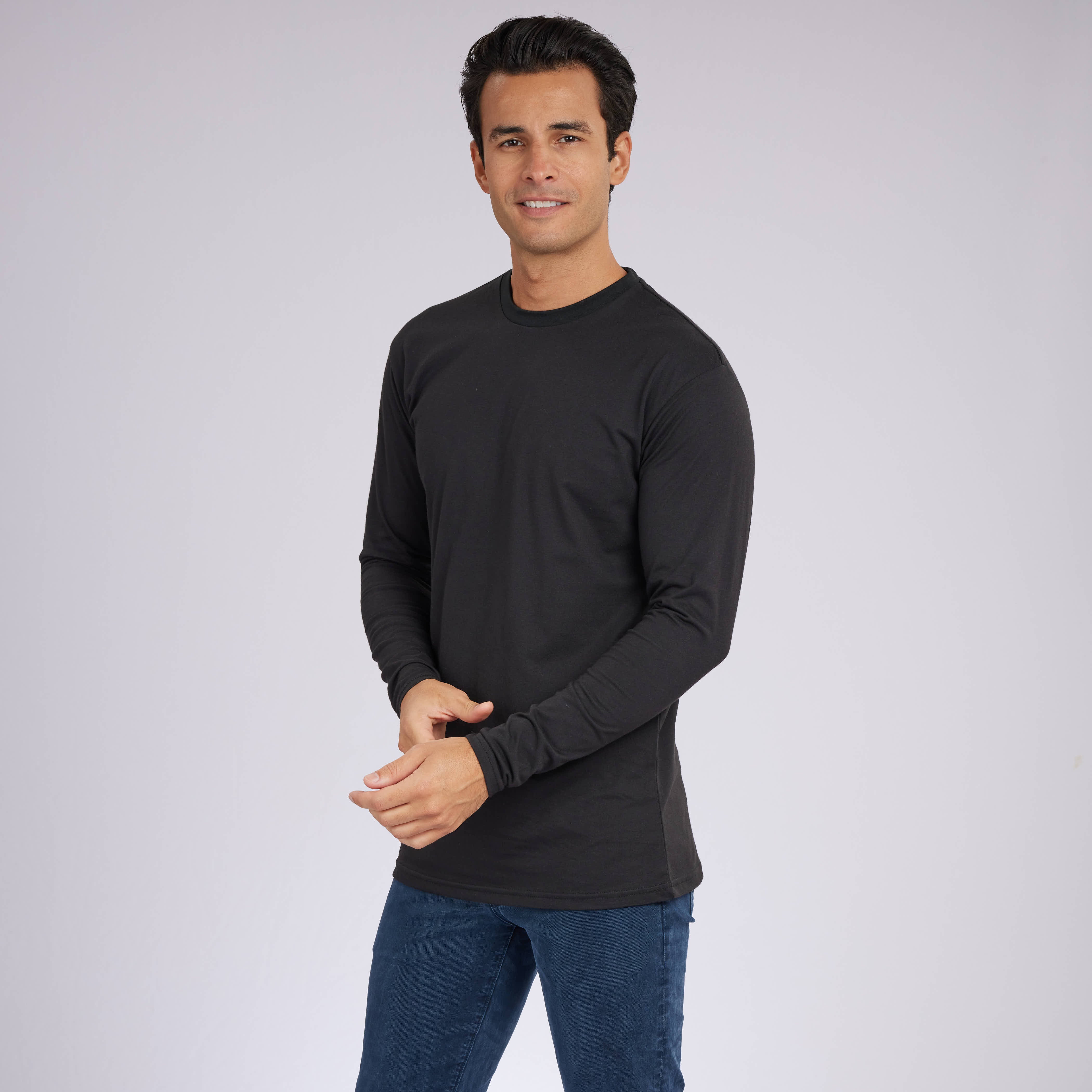 Black Signature Long Sleeves Crew Neck Tees 6-Pack