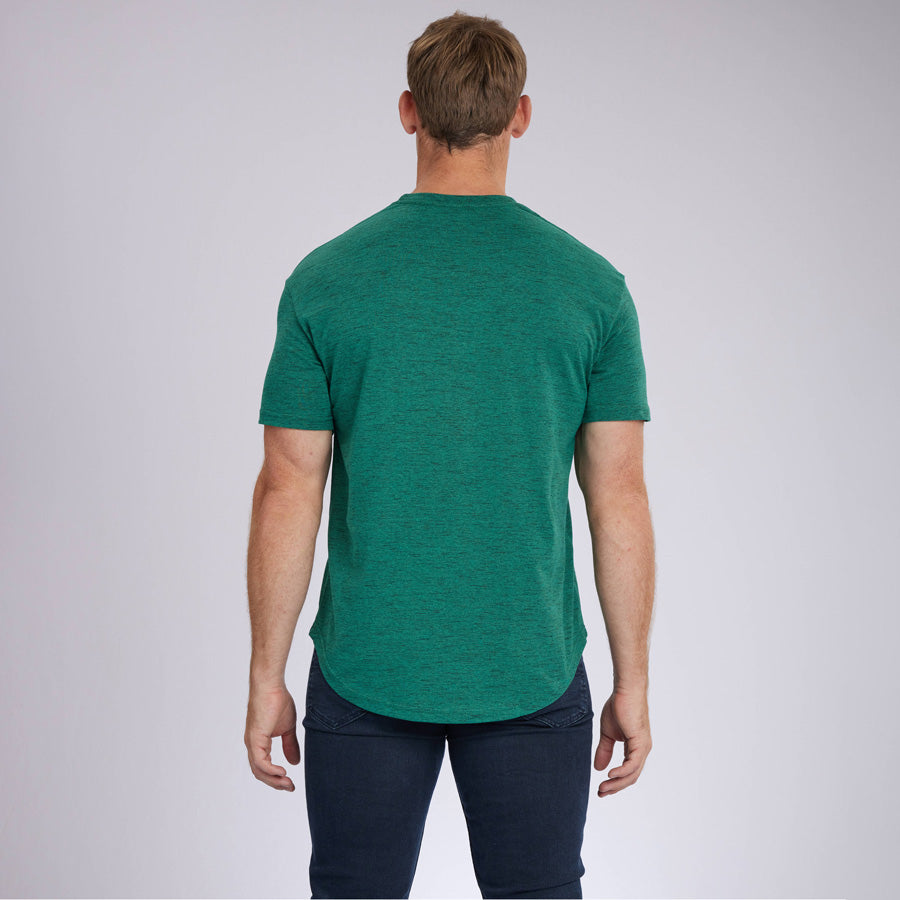 Carbon Green Signature Curve Hem Crew Neck Tee