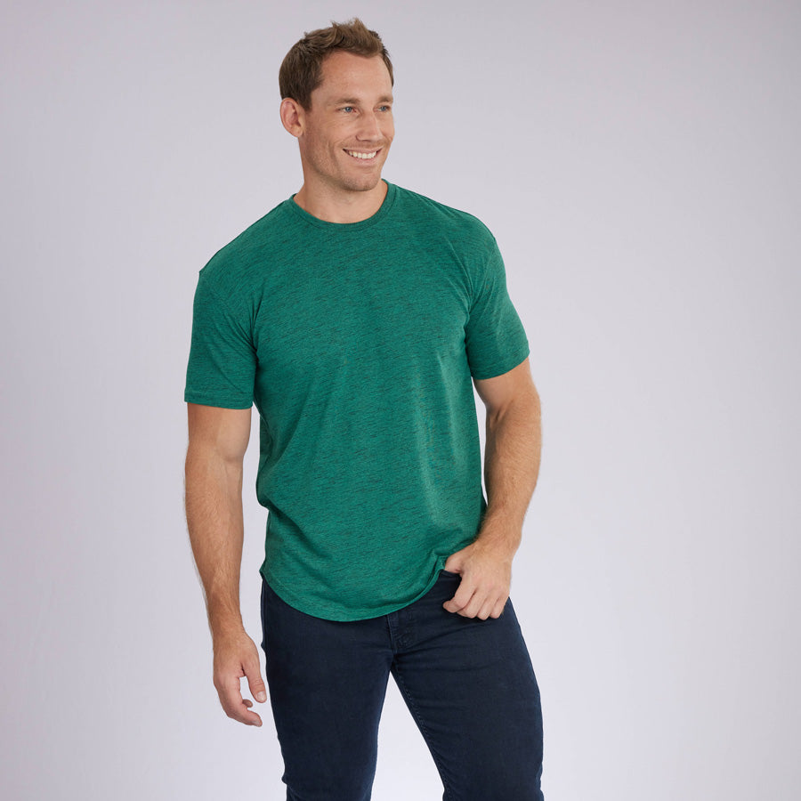Carbon Green Signature Curve Hem Crew Neck Tee