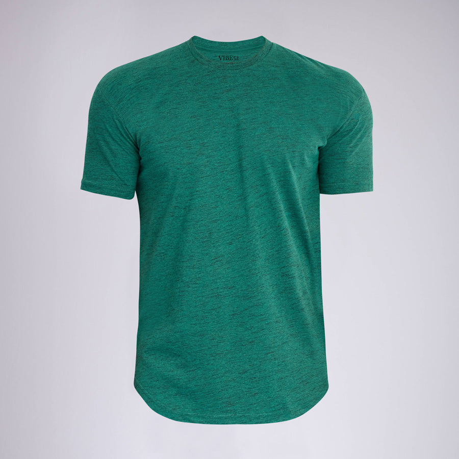 Carbon Green Signature Curve Hem Crew Neck Tee